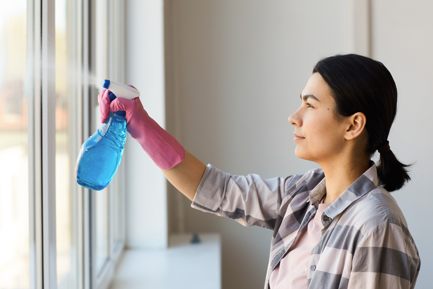 Cleaning the windows after a hurricane