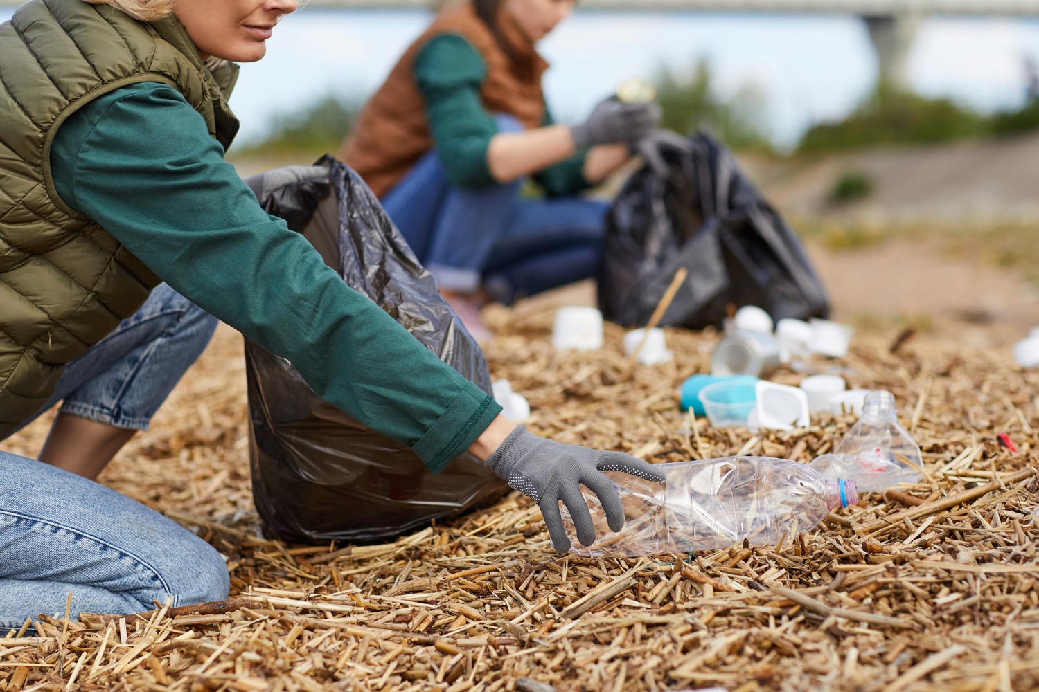 After hurricane damage volunteers clean the ground